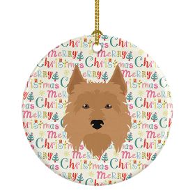 Australian Terrier Merry Christmas Ceramic Ornament Christmas Tree Hanging Decorations for Home Christmas Holiday, Party, Gift, 3 in, Multicolor