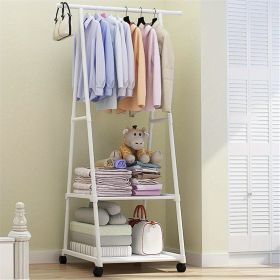 Triangle hanger, rolling hanger, double-layer hanger, portable hanger for hanging on wheels, milky white