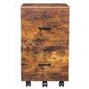 2-Drawer Rolling Wood File Cabinet with Lock, Brown & Black