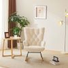 Rocking Chair Nursery, Upholstered Glider Rocker with High Backrest, Stylish Modern Rocking Accent Chair Glider Recliner for Living Room Nursery Bedro