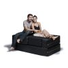 Jaxx Zipline Denim Convertible Sleeper Loveseat & Ottomans, Black