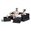 Jaxx Zipline Denim Convertible Sleeper Loveseat & Ottomans, Black