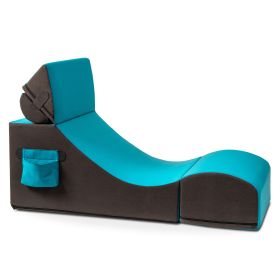 Jaxx Flexx V-Tex Convertible 3 in 1 Gamer Chair, Table, & Ottoman w/ Adjustable Headrest & Pocket - Vinyl (Color: Turqouise)