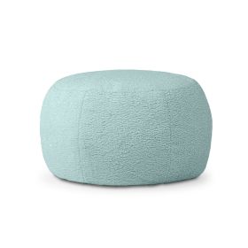 Jaxx Ellis Ottoman Shearling Faux-Lamb Plush Pouf for Modern Interior Design, Large (Color: Mineral Green)