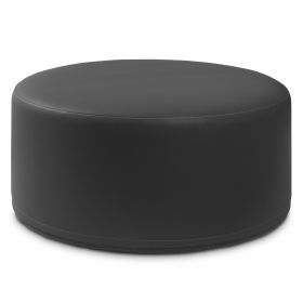 Jaxx Candler Round Couch Ottoman Oversized Giant Coffee Table & Foot Rest, 36, Premium Faux Leather (Color: Faux Leather Black)