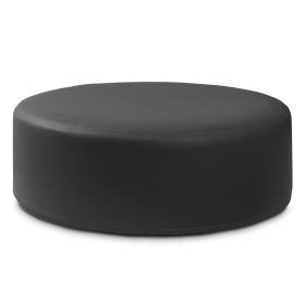 Jaxx Candler Round Couch Ottoman“ Oversized Giant Coffee Table & Foot Rest, 44, Premium Faux Leather, (Color: Faux Leather Black)