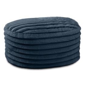 Jaxx Paran Accent Pouf - Fluffy Faux Fur Ottoman for Modern Interior Design, Large (Color: Plush Fur Midnight Blue)