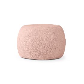 Jaxx Ellis Ottoman Shearling Faux-Lamb Plush Pouf for Modern Interior Design, Small (Color: Pink)