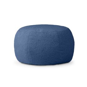 Jaxx Ellis Ottoman Shearling Faux-Lamb Plush Pouf for Modern Interior Design, Large (Color: Indigo)