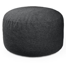 Jaxx Saxx Shearling Faux-Lamb 4 Ft Large Round Bean Bag for Modern Interior Design (Color: Black)