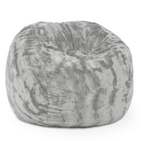 Jaxx Saxx 3 Foot Bean Bag Chair - Faux Fur - Fun Colors (Color: Silver)