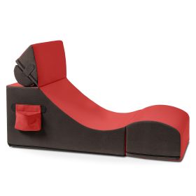 Jaxx Flexx V-Tex Convertible 3 in 1 Gamer Chair, Table, & Ottoman w/ Adjustable Headrest & Pocket - Vinyl (Color: Red)
