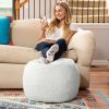 Jaxx Ellis Ottoman Shearling Faux-Lamb Plush Pouf for Modern Interior Design, Small