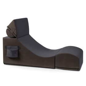 Jaxx Flexx V-Tex Convertible 3 in 1 Gamer Chair, Table, & Ottoman w/ Adjustable Headrest & Pocket - Vinyl (Color: Black)