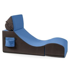 Jaxx Flexx V-Tex Convertible 3 in 1 Gamer Chair, Table, & Ottoman w/ Adjustable Headrest & Pocket - Vinyl (Color: Royal Blue)