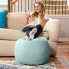 Jaxx Ellis Ottoman Shearling Faux-Lamb Plush Pouf for Modern Interior Design, Small