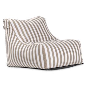 Jaxx Ponce Outdoor Bean Bag Chair - Weather Resistant Patio and Poolside Lounge Seating (Color: Taupe Stripes)