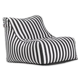 Jaxx Ponce Outdoor Bean Bag Chair - Weather Resistant Patio and Poolside Lounge Seating (Color: Black & White Stripes)