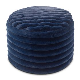 Jaxx Paran Accent Pouf - Fluffy Faux Fur Ottoman for Modern Interior Design, Regular (Color: Plush Fur Midnight Blue)