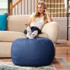 Jaxx Ellis Ottoman Shearling Faux-Lamb Plush Pouf for Modern Interior Design, Large