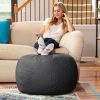 Jaxx Ellis Ottoman Shearling Faux-Lamb Plush Pouf for Modern Interior Design, Large