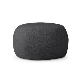 Jaxx Ellis Ottoman Shearling Faux-Lamb Plush Pouf for Modern Interior Design, Large (Color: Black)