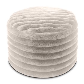 Jaxx Paran Accent Pouf - Fluffy Faux Fur Ottoman for Modern Interior Design, Regular (Color: Plush Fur Grey)