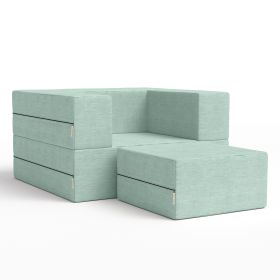 Jaxx Zipline Convertible Sleeper Futon Chair & Ottoman with Machine-Washable Cover (Color: Caribbean)