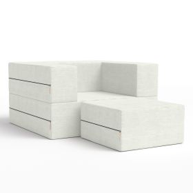 Jaxx Zipline Convertible Sleeper Futon Chair & Ottoman with Machine-Washable Cover (Color: Ice)
