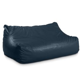 Atrium Collection Lozia Loveseat - Large Foam Bean Bag Sofa for Home Theaters, Offices, Schools, Reception & Waiting Rooms - Faux-Leather (Color: Oxford Blue)