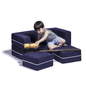 Jaxx Zipline Modular Kids Loveseat & Ottomans/Fold Out Lounger (Color: Navy)