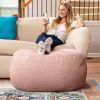 Jaxx Ellis Ottoman Shearling Faux-Lamb Plush Pouf for Modern Interior Design, Oval
