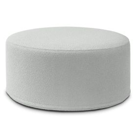 Jaxx Candler Round Couch Ottoman Oversized Giant Coffee Table & Foot Rest, 36, Luxe Boucle (Color: Boucle Silver)