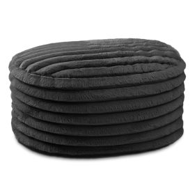 Jaxx Paran Accent Pouf - Fluffy Faux Fur Ottoman for Modern Interior Design, Large (Color: Plush Fur Black)