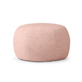 Jaxx Ellis Ottoman Shearling Faux-Lamb Plush Pouf for Modern Interior Design, Large (Color: Pink)