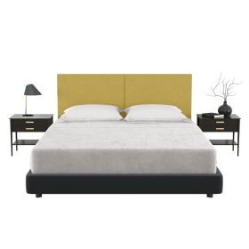 Jaxx Panelist Modern Padded Headboard- Set of 2 Wall Mounted Panels (Each 22.5" x 30")- Queen Double Tall, Microvelvet (Color: Microvelvet Amber Gold)