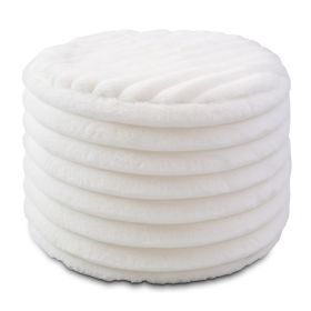 Jaxx Paran Accent Pouf - Fluffy Faux Fur Ottoman for Modern Interior Design, Regular (Color: Plush Fur Ivory)