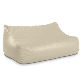 Atrium Collection Lozia Loveseat - Large Foam Bean Bag Sofa for Home Theaters, Offices, Schools, Reception & Waiting Rooms - Faux-Leather (Color: Natural Beige)