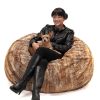 Jaxx Saxx 4 Ft Plush Round Bean Bag - Premium Luxe Faux Fur