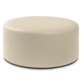 Jaxx Candler Round Couch Ottoman Oversized Giant Coffee Table & Foot Rest, 36, Premium Faux Leather (Color: Faux Leather Natural)