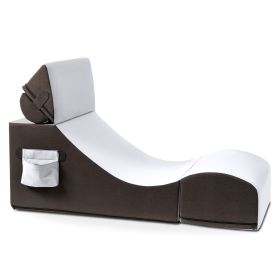 Jaxx Flexx V-Tex Convertible 3 in 1 Gamer Chair, Table, & Ottoman w/ Adjustable Headrest & Pocket - Vinyl (Color: Submarine Grey)