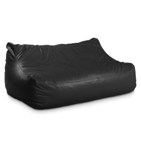 Atrium Collection Lozia Loveseat - Large Foam Bean Bag Sofa for Home Theaters, Offices, Schools, Reception & Waiting Rooms - Faux-Leather (Color: Black)