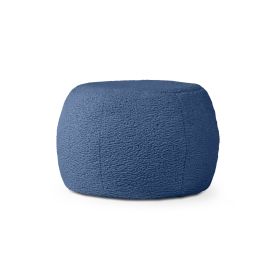 Jaxx Ellis Ottoman Shearling Faux-Lamb Plush Pouf for Modern Interior Design, Small (Color: Indigo)