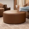 Jaxx Candler Round Couch Ottoman Oversized Giant Coffee Table & Foot Rest, 36, Premium Faux Leather