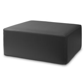 Jaxx Fairlie Couch Ottoman - Oversized Square Foam Coffee Table Ottoman, 36", Premium Faux Leather (Color: Faux Leather Black)