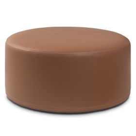 Jaxx Candler Round Couch Ottoman Oversized Giant Coffee Table & Foot Rest, 36, Premium Faux Leather (Color: Faux Leather Walnut)
