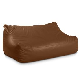 Atrium Collection Lozia Loveseat - Large Foam Bean Bag Sofa for Home Theaters, Offices, Schools, Reception & Waiting Rooms - Faux-Leather (Color: Walnut)