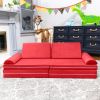 Playscape Deluxe Plush Velvet Kids 6 Piece Modular Couch / Playset