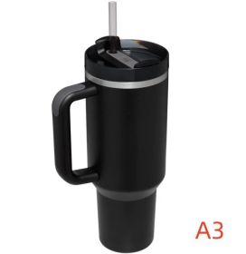 40 oz. With Logo Stainless Steel Thermos Handle Water Glass With Lid And Straw Beer Glass Car Travel Outdoor Water Bottle (Capacity: 1200ml, Color: A3)
