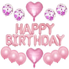 1 SET Children's Party Decoration Supplies Aluminum Film Balloon Sequins Latex Balloon Set (Color: Pink)